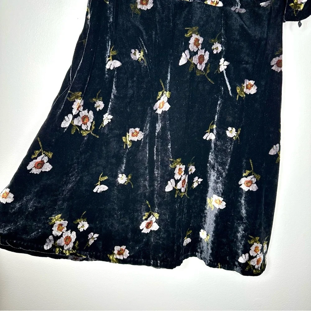 Free People Black Velvet Floral Mini Dress Size 0 - Picture 11 of 14